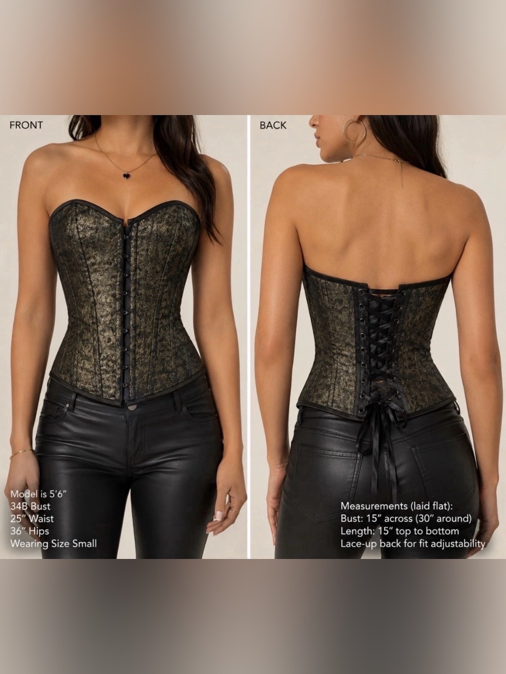 Guess Collection Georges Marciano S Metallic Gold Black Corset Bustier Y2K